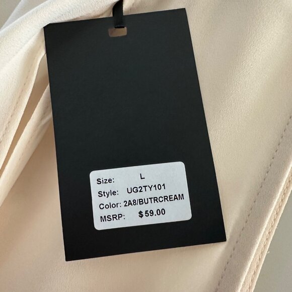 DKNY Womens Sleeveless Blouse With Scarf Tie Size L Buttermilk Polyester Blend - Picture 6 of 9